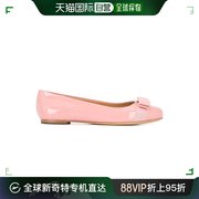 香港直邮SALVATORE FERRAGAMO 女士粉色漆皮蝴蝶结平底船鞋 07233