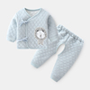 新生儿保暖两件套婴儿秋衣，秋裤纯棉儿童内衣，套装宝宝夹棉系带衣服