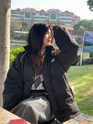 黑色羽绒棉衣棉服女冬季2023韩版宽松加厚ins面包服外套