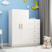 儿童衣柜实木家用卧室，现代简约小户型，斗柜一体简易收纳储物柜衣橱