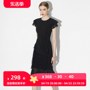 2024夏季女装黑色包臀裙长裙气质修身显瘦长款不规则连衣裙