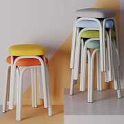 凳子家用客厅胶方凳时尚，创意现代简约餐桌高凳加厚餐厅塑料小椅子