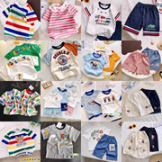 日系中小童婴童宝宝夏天刺绣、印花，短袖T恤 短裤 套装