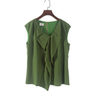 非系列夏季女装库存，折扣绿色无袖，上衣时尚气质雪纺衫y2508