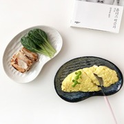 韩国进口超可爱四季豆，形状日式小盘子家用创意陶瓷碟子餐具