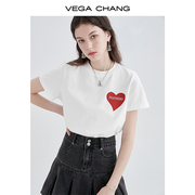 VEGA CHANG字母t恤女短袖韩版设计感小众双重印花上衣夏装ins潮