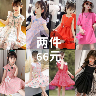 女童连衣裙夏装2024韩版洋气儿童夏季裙子女孩，中大童公主纱裙