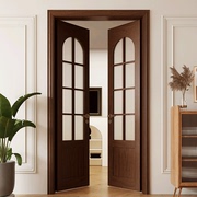 圆弧拱形门实木烤漆门吊轨门浴室，门卧室门法式双开门无轨道折叠门
