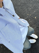 XBRO日系复古设计感清新蓝色条纹长袖衬衫春秋衬衣通勤百搭外套bf
