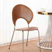 北欧餐椅家用休闲网红复古椅子，创意简约贝壳，椅太阳椅椅实木靠背椅
