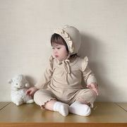 婴儿睡衣秋装儿童洋气家居服套装，宝宝秋季木，耳边打底衫长裤两件套