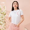 中国李宁T恤2023女子夏季樱花系列时尚圆领短袖文化衫AHSR626