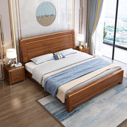 现代简约实木床小户型，1.5米齐边气压箱框储物床，1.8米主卧双人婚床