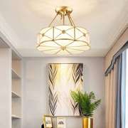 欧式吊灯圆形温馨浪漫卧室，灯大气家用客厅灯，简约现代房间全铜灯具