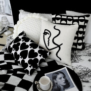 装典美家ZOODIINS风北欧简约时尚线条黑白沙发靠垫床上靠枕靠包