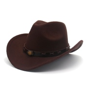 弯檐西部爵士帽牛仔帽复古男女卷边凹凸造型毡帽英伦时尚礼帽