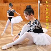 舞蹈服儿童女秋冬季中国舞练功服装豹纹形体舞服少儿芭蕾舞裙丝绒