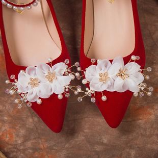 红色秀禾婚鞋女细跟新娘，上轿鞋春大东，粗跟不累脚带绑带敬酒礼服鞋