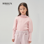 RBIGX瑞比克童装冬季套头木耳边珍珠领女童半高领针织衫毛衣