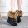 真皮超大狐狸毛雪地靴女冬季小个子12厘米短靴加厚保暖内增高短靴