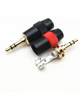 红黑胶圈镀金焊接头3.5mm双声道，小三芯音频，插头3节立体声耳机插头