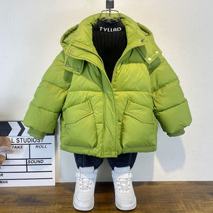 童装男童羽绒服2023冬装小儿童，白鸭绒(白鸭绒，)棉衣潮酷宝宝中长款棉服