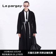 Lapargay纳帕佳女黑白色风衣中长款休闲大衣长袖显瘦外套