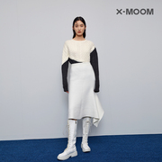 商场同款X--MOOM冬季法式复古不规则下摆气质腰裙半身裙