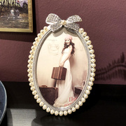 欧式摆台相框简约金属椭圆，3寸6寸7寸珍珠，组合创意儿童婚纱照片框