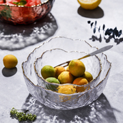 日式金边透明玻璃碗大号蔬菜沙拉碗创意甜品碗家用网红水果沙拉碗