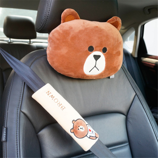 卡通布朗熊汽车(熊汽车)头枕，可妮兔车枕颈枕靠垫，韩国车载护颈枕车饰品