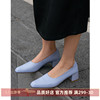 Kmeizu法式优雅方头单鞋女春简约4.5cm粗高跟鞋ol商务干练奶奶鞋