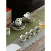 手绘茶具套装桂，花釉下彩茶壶家用礼盒装陶瓷功夫茶具送礼