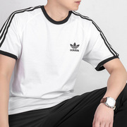 阿迪达斯三叶草短袖男T恤2023冬季运动服白色纯棉半袖GN3494