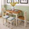 地中海餐桌椅组合实木小户型伸缩可折叠美式家用简约多功能饭桌子