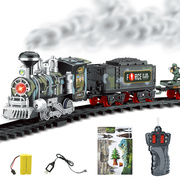电动玩具冒烟遥控轨道，仿真火车模型可充电蒸汽火车儿童玩具套装