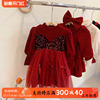 女童连衣裙秋冬季洋气宝宝加绒毛衣裙子时髦红色拜年服儿童公主裙
