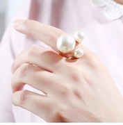 欧美夸张简约珍珠开口戒指女潮时尚个性食指戒指环百搭摄影装饰品