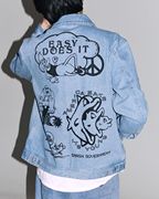 obeydreamteamdenimjacket满印插画，拉链牛仔夹克外套潮