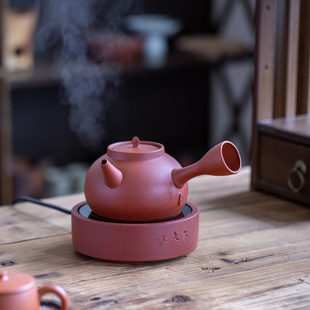 小型迷你电陶炉茶炉煮茶家用罐罐茶烧水炉红泥，侧把砂铫壶工夫茶炉