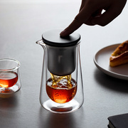 飘逸杯玻璃茶壶一键过滤泡，茶壶套装家用耐热冲茶器磁吸茶水分离杯