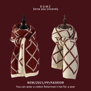 韩系生日礼物圣诞针织红色围巾女冬季保暖学生高级感毛线围脖披肩