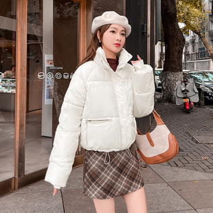 韩版甜美大码女装2023羽绒短款棉服，女胖mm冬季宽松外套200斤