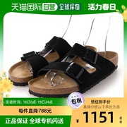 日本直邮Birkenstock女士经典凉鞋黑色平底潮流时尚耐磨皮革