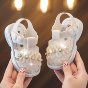 女童防撞凉鞋夏季小童，公主防滑婴幼儿，0-3岁软底宝宝包头学步凉鞋