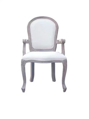 8WUW欧式餐椅复古实木做旧椅子美式休闲靠背椅酒吧椅带扶手椅
