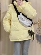 奶黄色棉服女冬季韩版宽松加厚保暖oversize连帽面包服外套潮