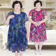 夏季加肥大码连衣裙女时尚，韩版高弹力女裙200斤宽松中老年妈妈裙