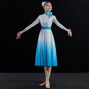 高档护士舞蹈服装演出服女工作服，表演服抗疫舞台装现代蓝色连衣裙