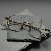 匠心手造日系圆框眼镜半钛眼镜框复古钛板框高度数近视眼睛架